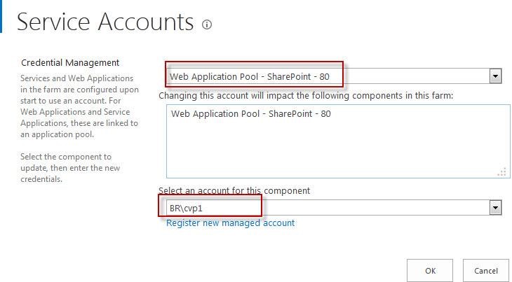 Sharepoint Configure service accounts