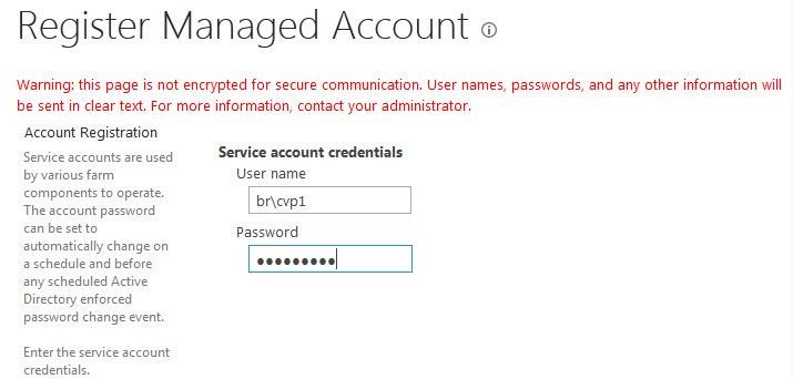 Sharepoint Register Managed Account