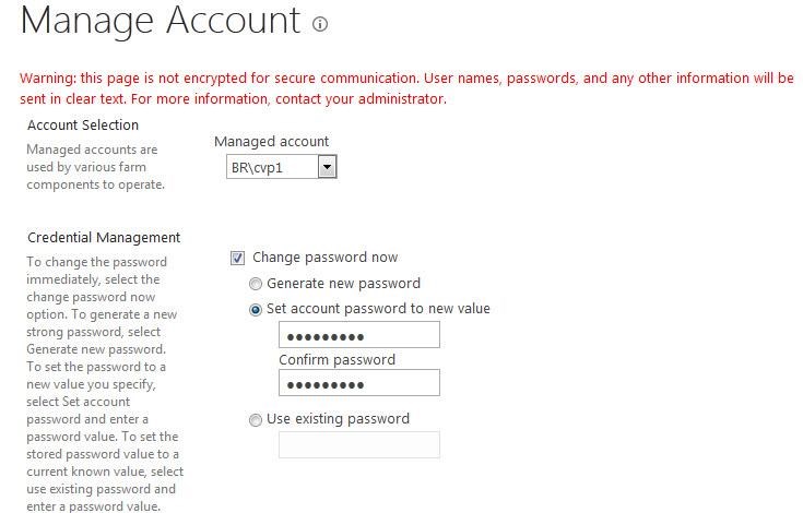 change the password of service account