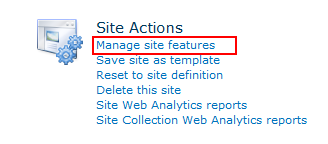 Manage site features