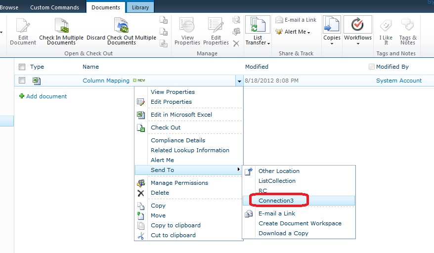 configure send to connections in sharepoint 2010-3