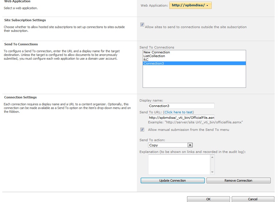 configure send to connections in sharepoint 2010-4