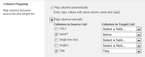 column mapping