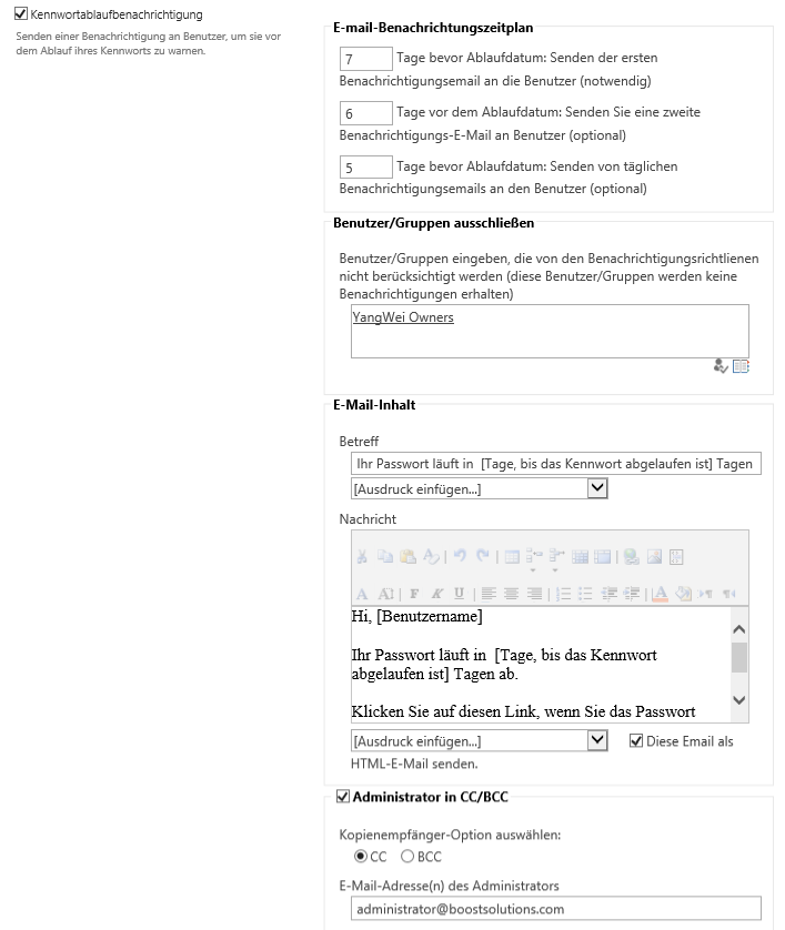 SharePoint Kennwort