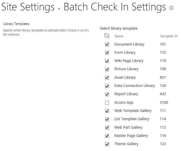 SharePoint Batch Check In supports custom document library.