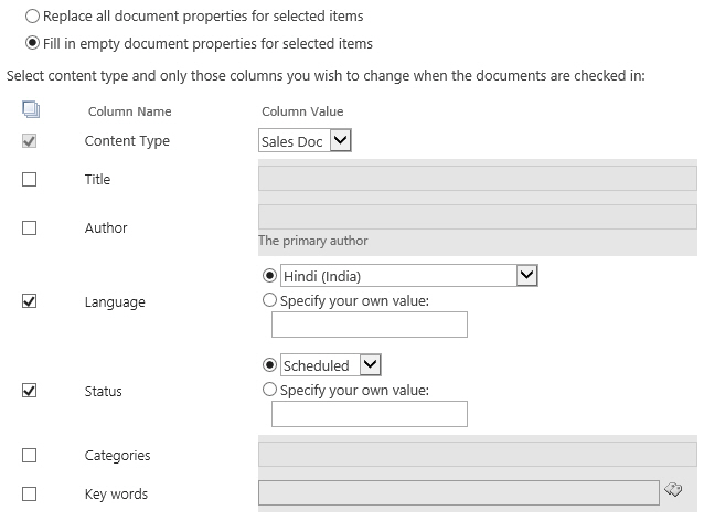 SharePoint Batch Check In allows users to overwrite original values.