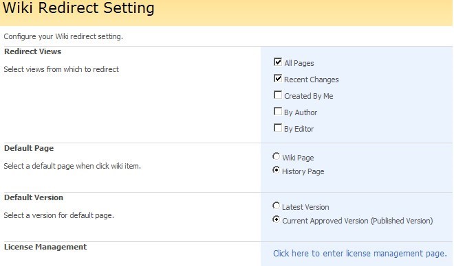 SharePoint Wiki Redirect screen shot