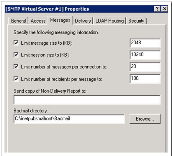 Message properties. SMTP сервер. 4. SMTP. Session размер файла. Message Size exceeds fixed limit.