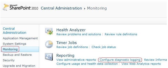 How to Configure SharePoint 2010 Logs