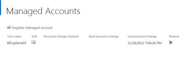 Sharepoint Managed Account page