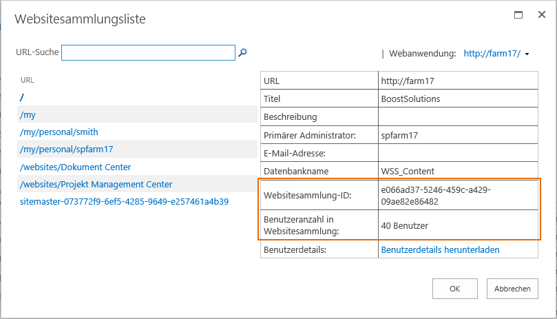 Download License Information window