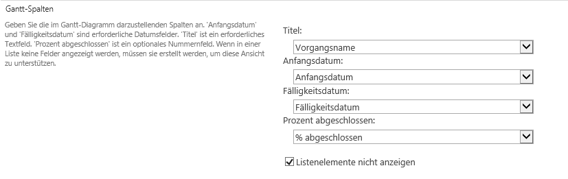  Gantt-Ansicht für SharePoint Listen erstellen