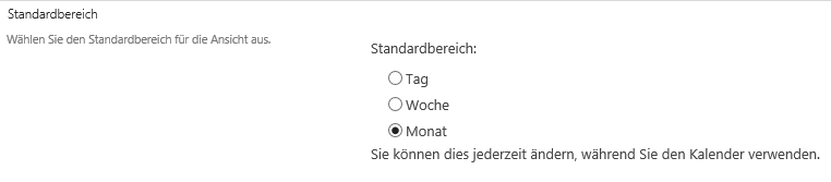 Standardbereich für SharePoint Listen wählen