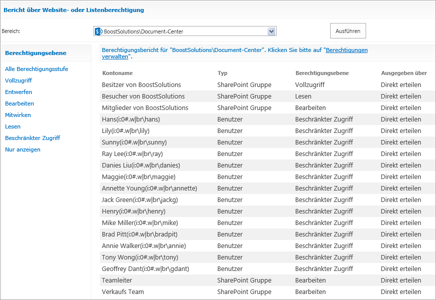 sharepoint Berechtigung, sharepoint Zugriffsrechte 