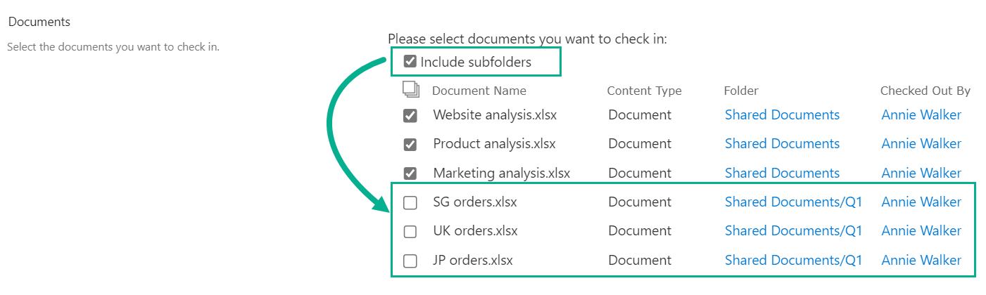 Select version while batch check in multiple documents