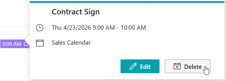 Delete Events on Calendar Rollup Web Part