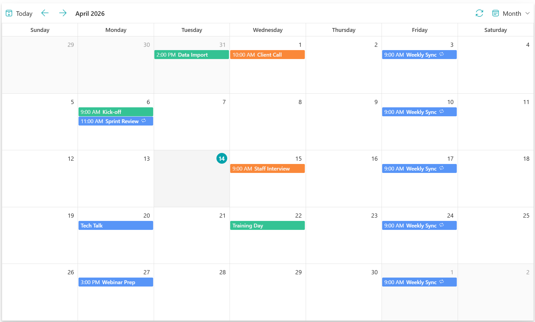 Events from Personal Calendar