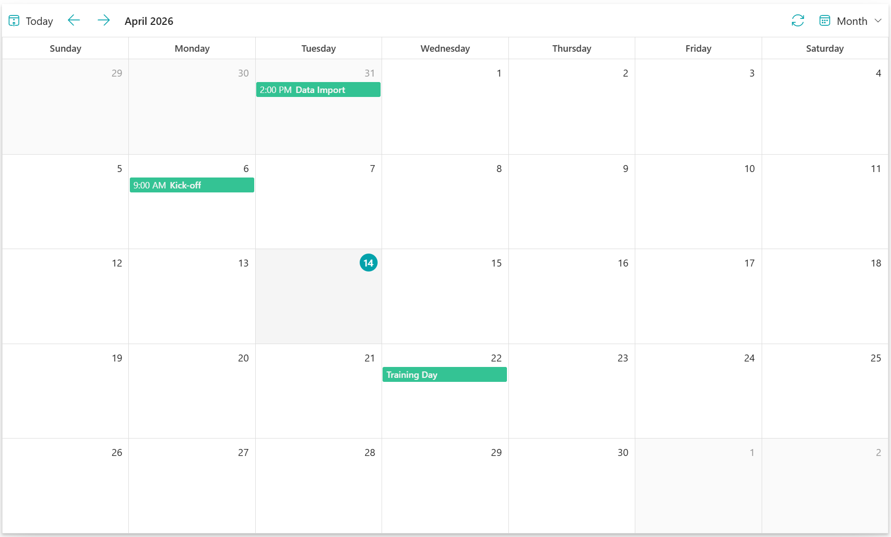 Events from SharePoint Calendar