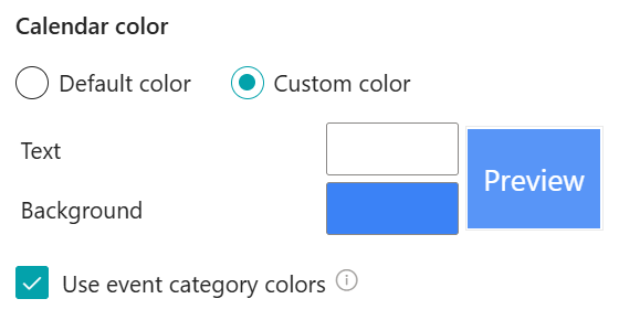 Color settings for Calendar Rollup Web Part