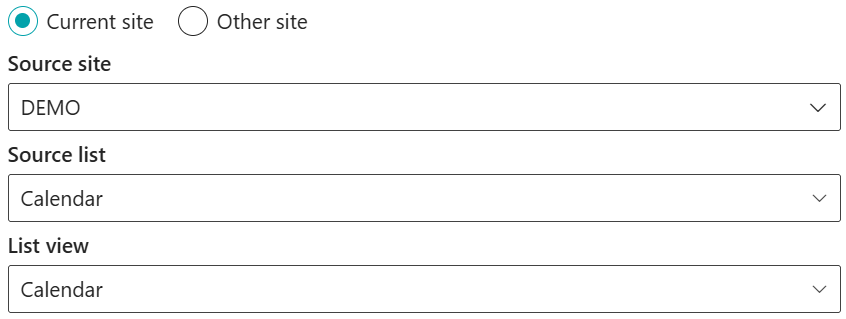Current site settings for Calendar Rollup Web Part