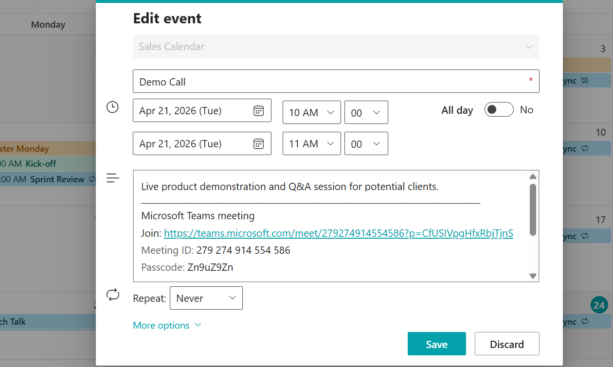 Edit Event - Modify event details and settings