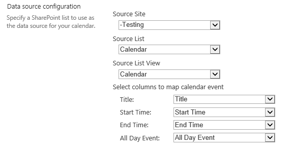 SharePoint calendar source SharePoint list or library.