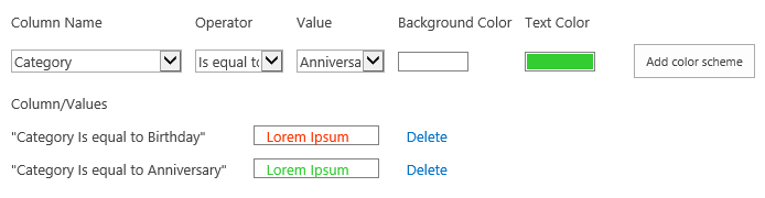  SharePoint Color Scheme Settings