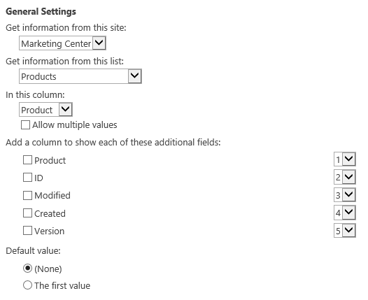 Set the source list and column for your new cross-site lookup column