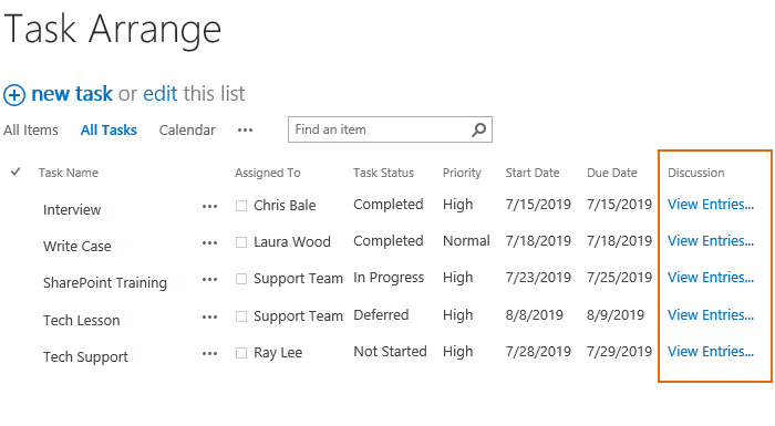discussion-column-in-sharepoint-list