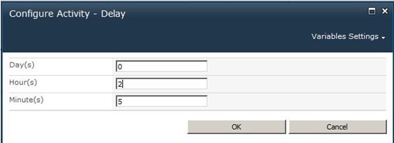 Configure SharePoint workflow to delay workflow.